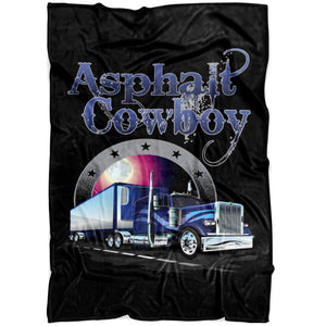 Asphalt Cowboy Trucker Fleece Throw Blanket Pete With Reefer 3