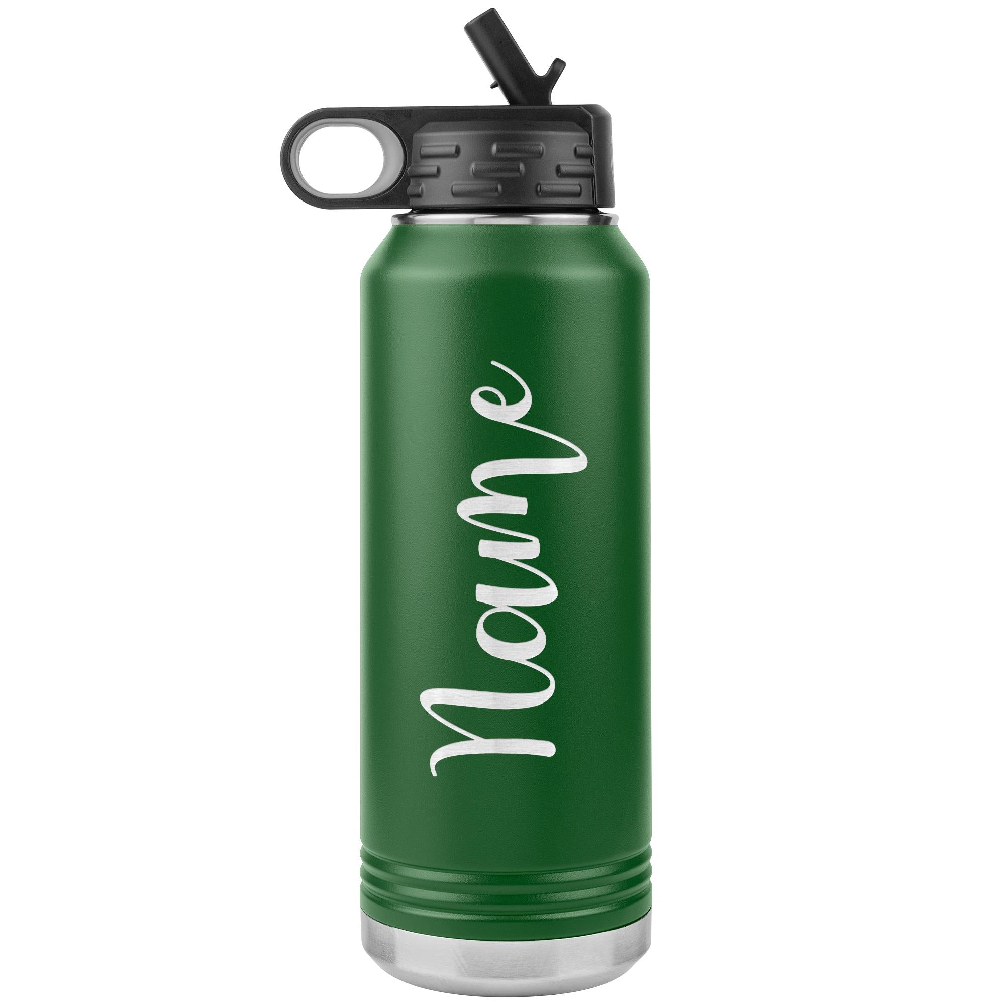 Personalized Water Bottle With Flip up Straw Engraved Stainless