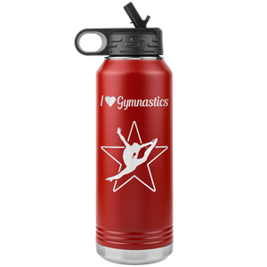 I Love Gymnastics Water Bottle Tumbler red