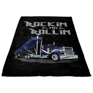 Rockin And A Rollin Trucker Fleece Throw Blanket 2